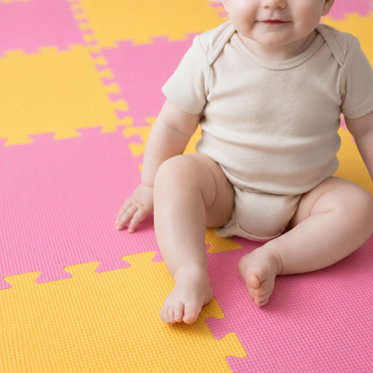 SPIELMATTE ab Null - 180/90/1 cm Puzzlematte Pink - Multicolor, Kunststoff (30/30cm) - Littletom