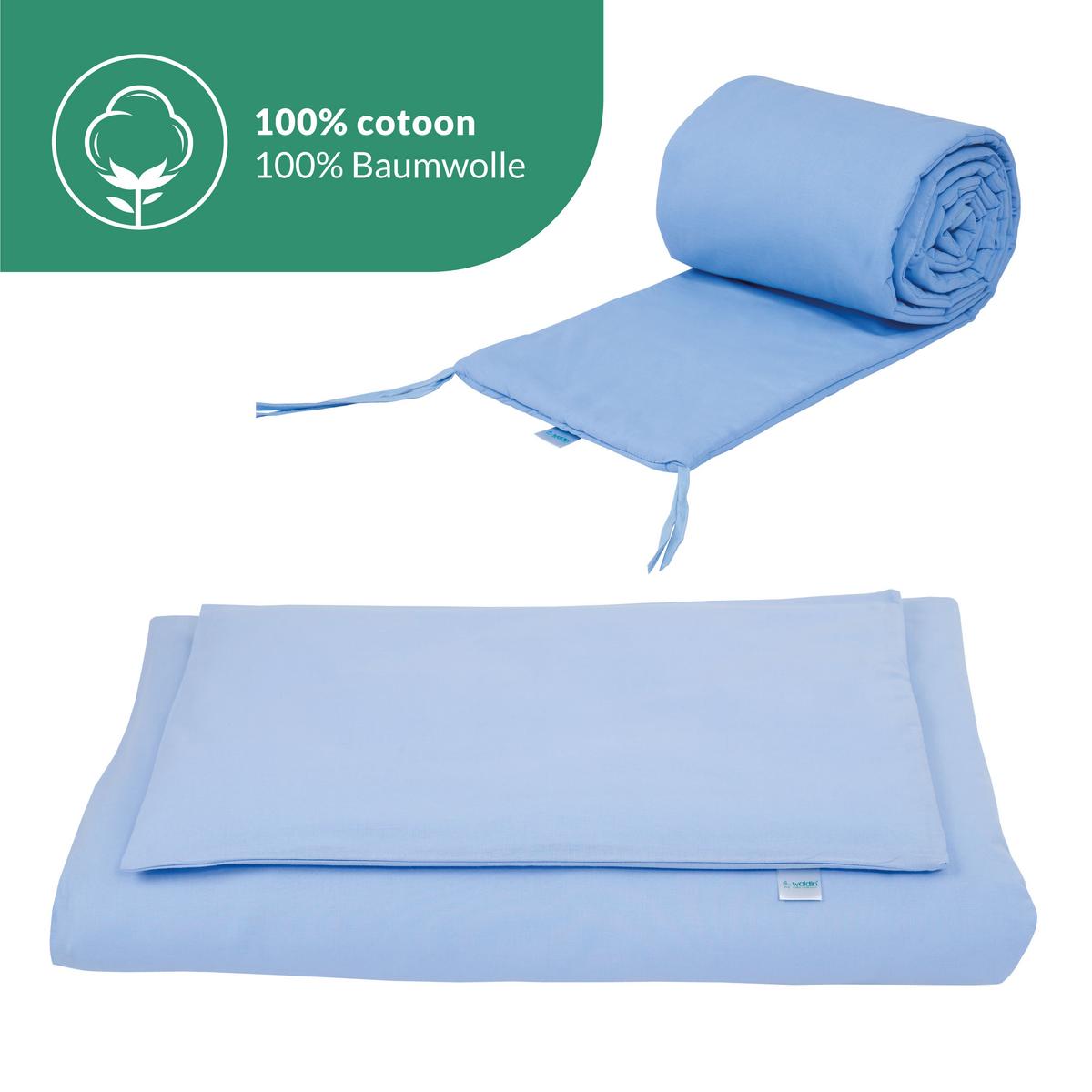 BABYBETT GREY, 7in1 mit Matratze - Blau/Grau, Holz (73/123cm) - waldin