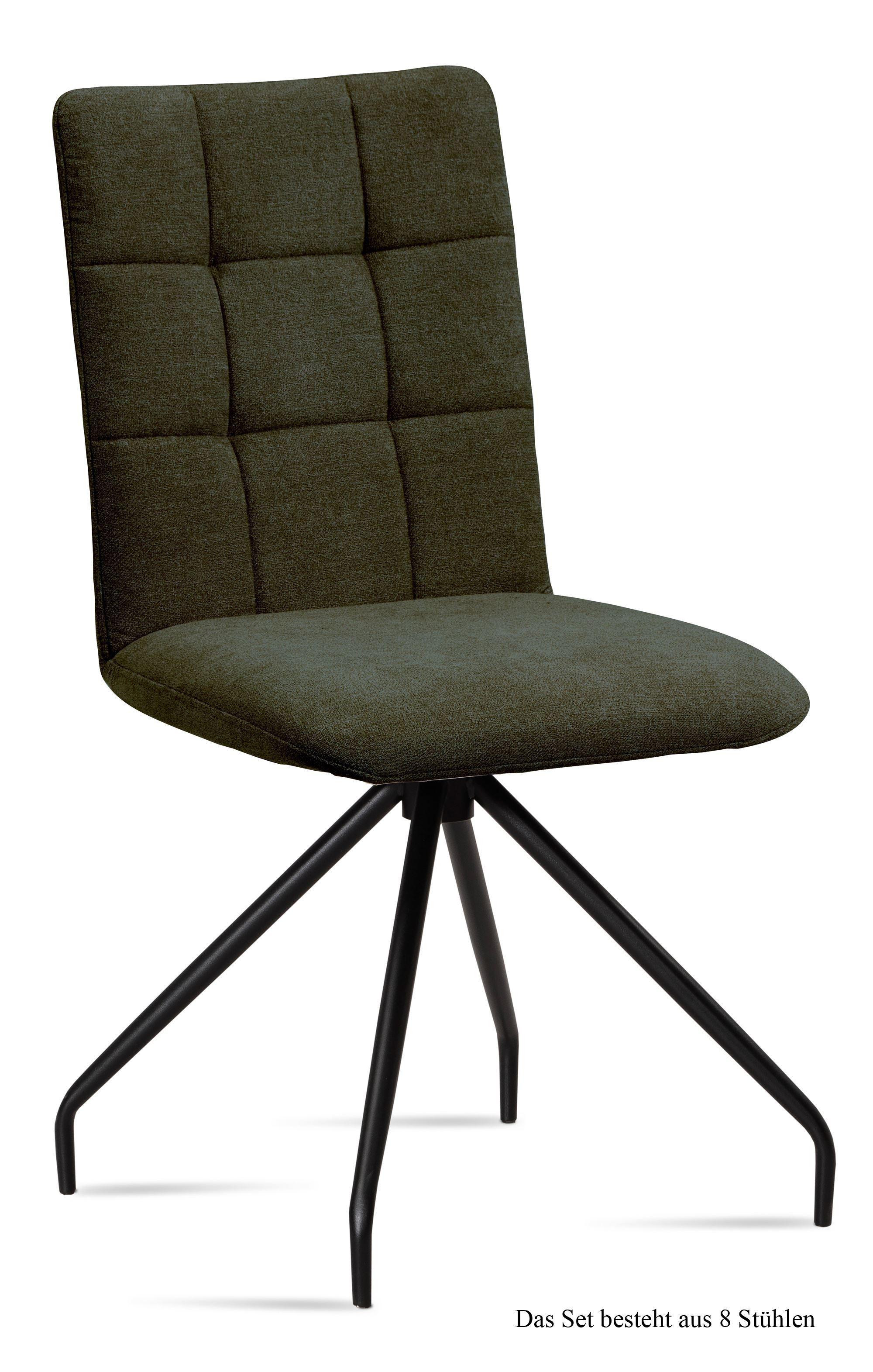 ESSZIMMERSTUHL (8er-Set) Devera 47x91x60 Schwarz/Khaki - Dunkelgrün/Schwarz, Kunststoff (60/91/47cm) - 58aufmkessel