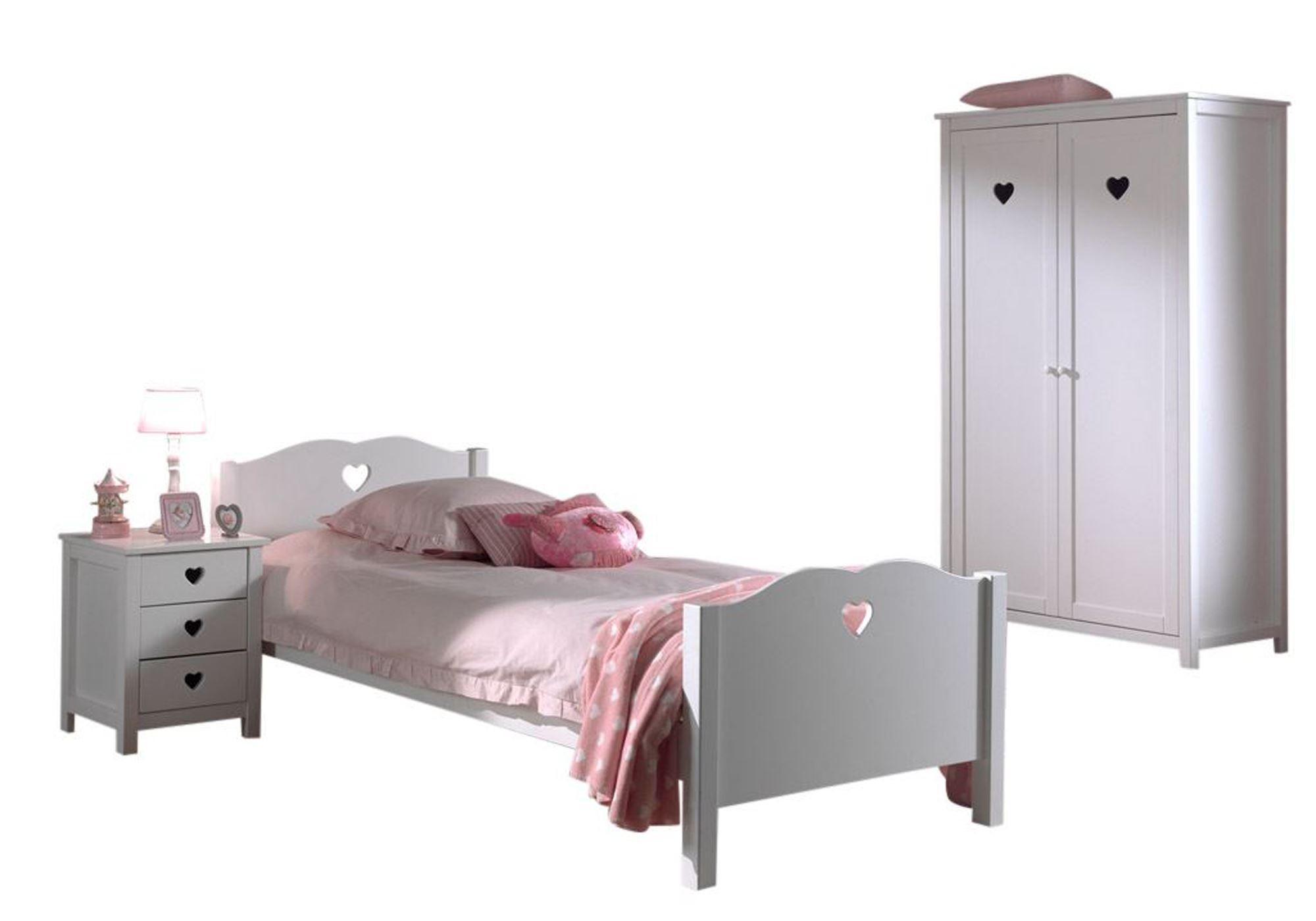 KINDERZIMMER Kamila weiß aus MDF mit Bett, Schrank und Nachtkonsole - Weiß, Holzwerkstoff (194/1/155cm) - 58aufmkessel