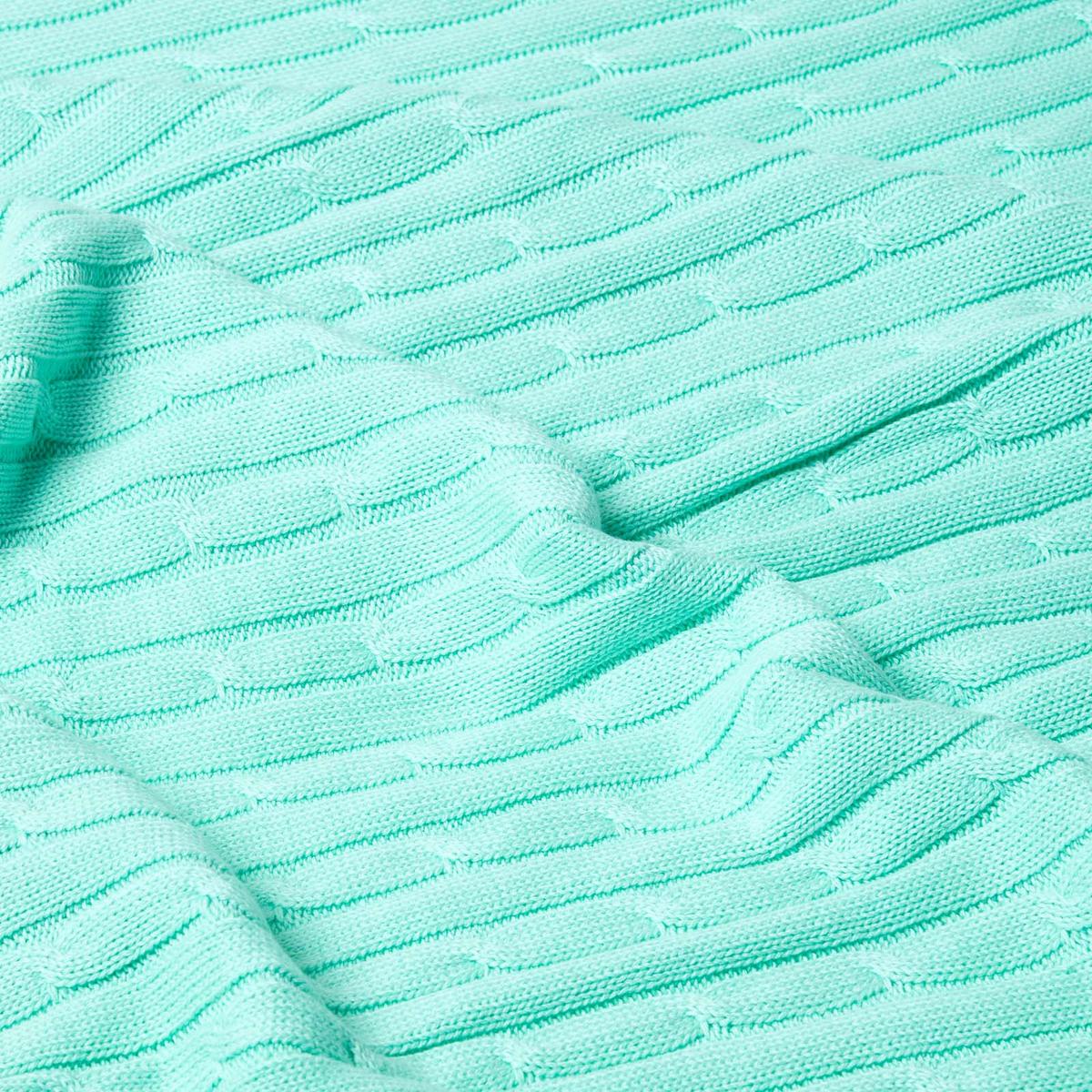 STRICKDECKE 150/200 cm, Baumwolle mit Zopfmuster - Pastellgrün, Textil (150/200cm) - Homescapes