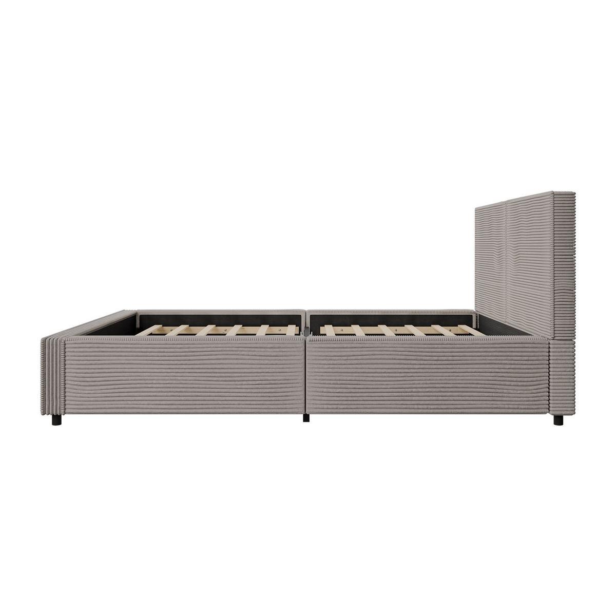 POLSTERBETT Salerno Cord taupe 140x200 cm - Taupe, Textil (140/200cm) - Juskys