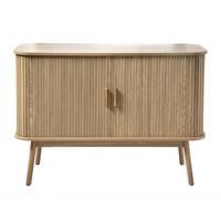 VINTAGE Sideboard Holzdekor 2 Schiebetüren - L110cm - Eiche Bianco, Holzwerkstoff (39/75/47cm) - Calicosy
