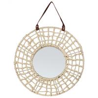 WANDSPIEGEL Papiergeflecht natürlich rund 60 cm Palaci - Beige/Naturfarben, Naturmaterialien (60/60/6cm) - Beliani