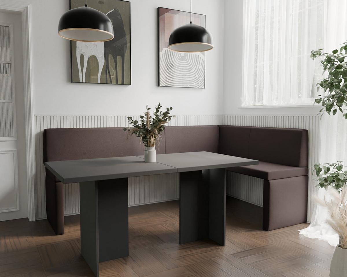 ECKBANK rechts OWEN Kunstleder, 142/196 cm Braun - Braun, Holz/Kunststoff (142/196cm) - Idohome