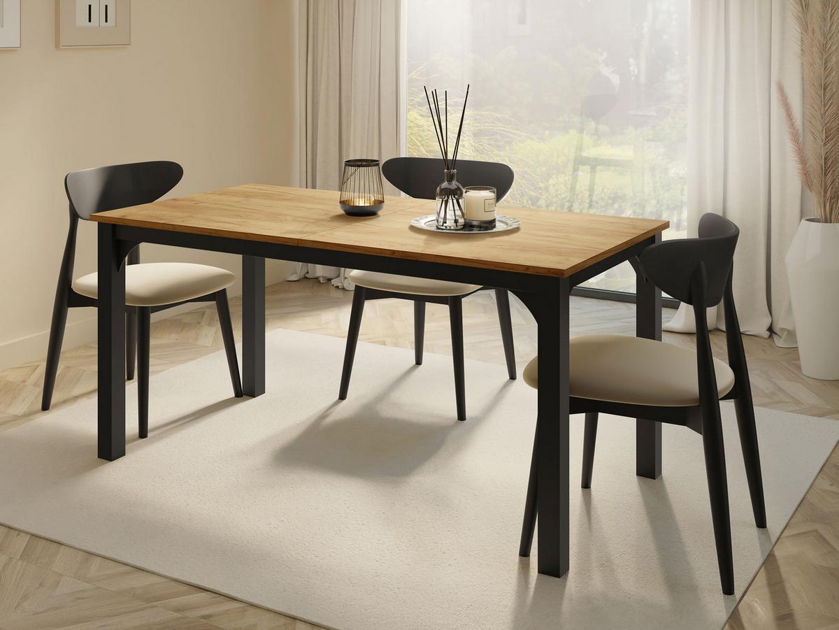 ESSTISCH Focus 160 - Schwarz/Braun, Holzwerkstoff/Metall (90/160/76cm) - MIRJAN24