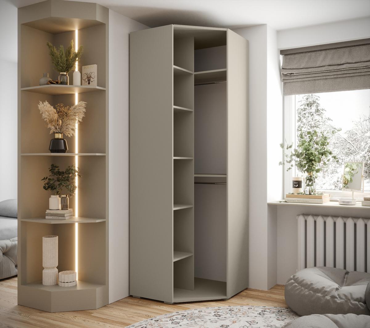 DREHTÜRENSCHRANK 236.7/81.7/81.7 1-türig - Kaschmir/Goldfarben, Holz/Metall (81.7/236.7/81.7cm) - MÖBEL KRYSPOL
