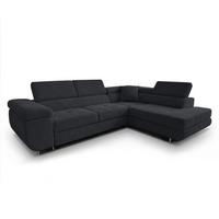 ECKSOFA L Form Konak Schwarz 276/201/90 cm Rechts mit Schlaffunktion - Silberfarben/Schwarz, Textil/Metall (276/203cm) - AX Living