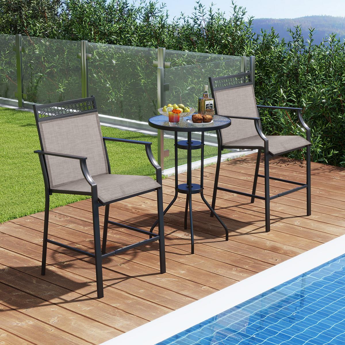 GARTENSTÜHLE Kaffee(2er-Set) - Braun, Metall (66/114/62cm) - COSTWAY