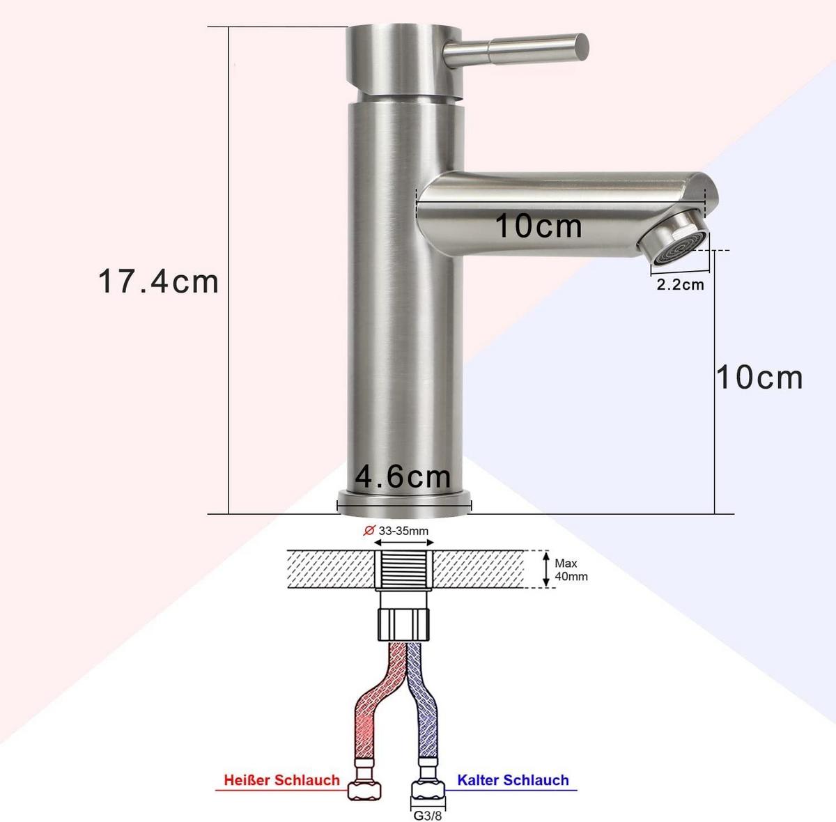 WASCHTISCHARMATUR KARYL 10/5/18 cm - Silberfarben, Metall (5/18/10cm) - Nettlife