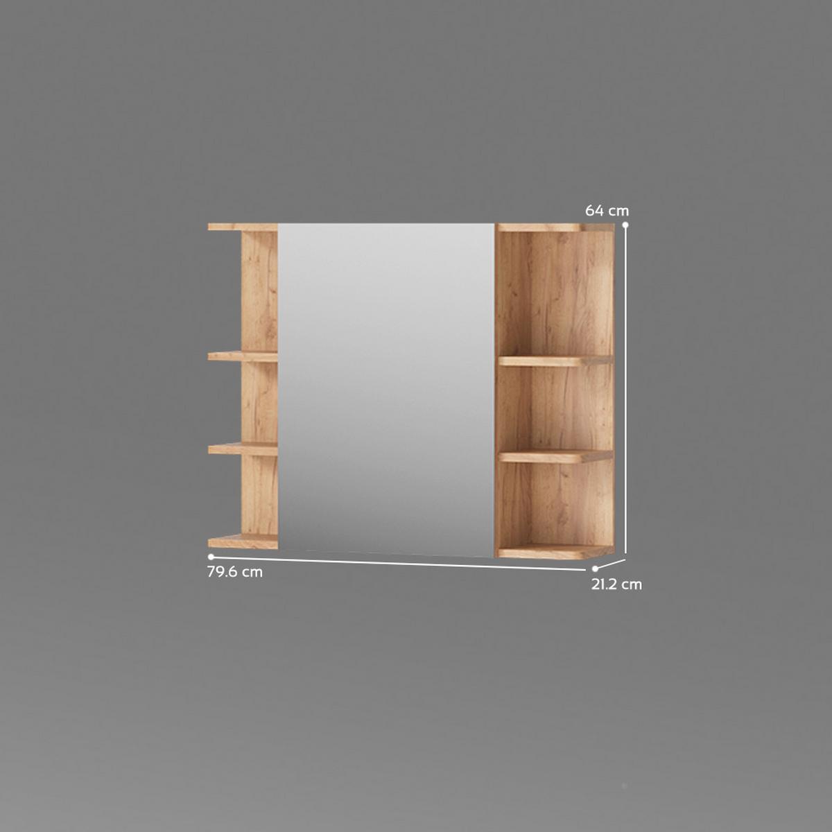 BADSPIEGELSCHRANK Fucino Eiche 79.6 x 64 cm - Eichefarben, Holzwerkstoff (79.6/64/21.2cm) - Livinity®