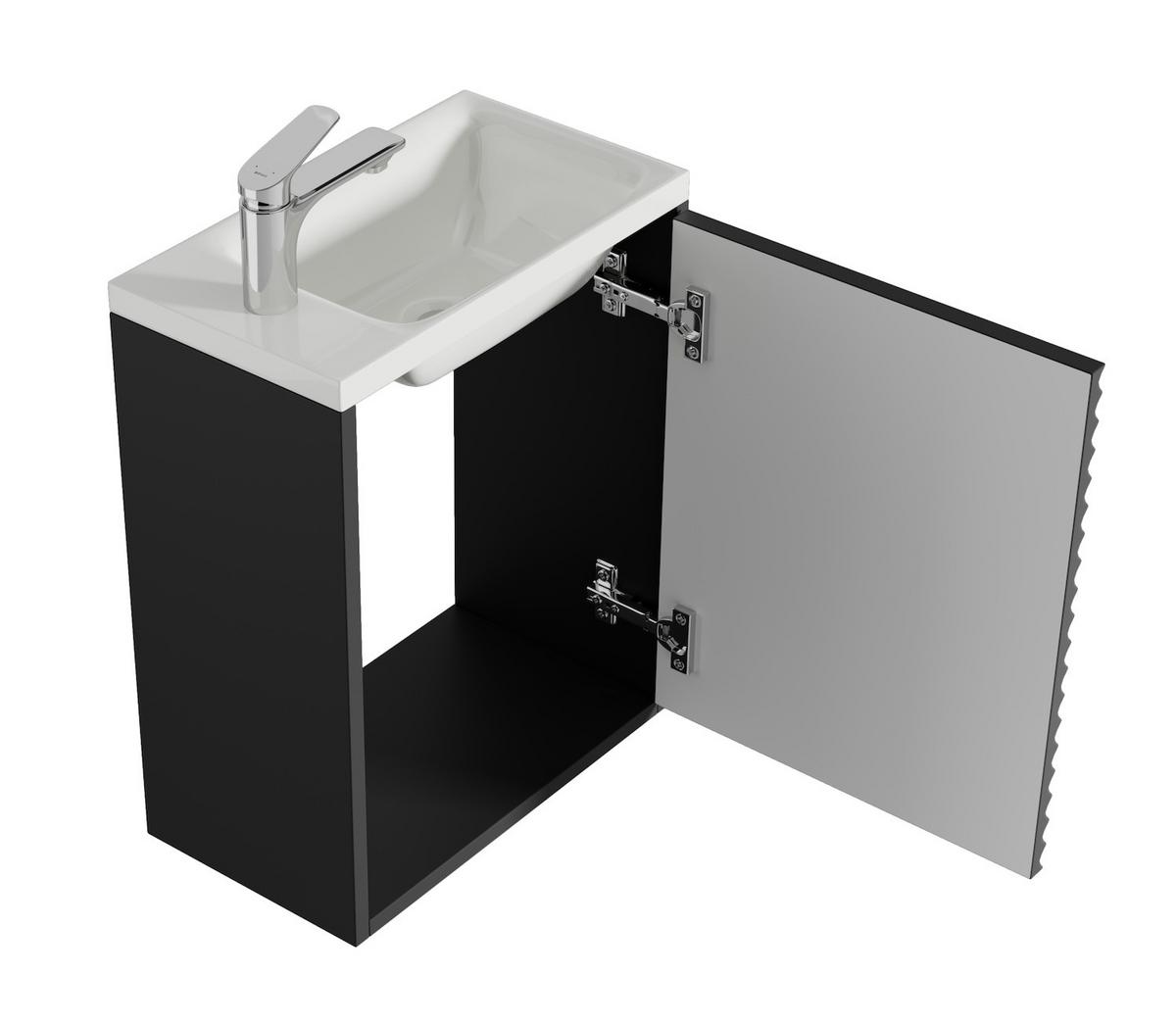 GÄSTE-WC-MÖBELSET Etna 2 Teile Schwarz Matt - 40 x 22 x 52 cm - Schwarz, Holz (40/52/22cm) - Badplaats