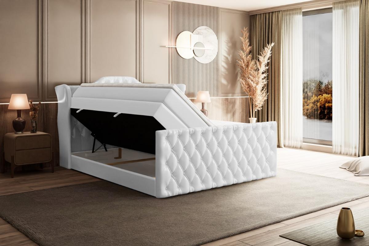 BOXSPRINGBETT VILA-Z KING - 140x200 - H3/H4 - Weiß Hochglanz - Weiß Hochglanz, Holzwerkstoff (140/200cm) - ALTDECOR