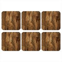 GLASUNTERSETZER 6er-Set Baumstamm - Holz - Textur Getränkeuntersetzer 10x10 cm - Wildeiche, Naturmaterialien (10/0.2cm) - MuchoWow