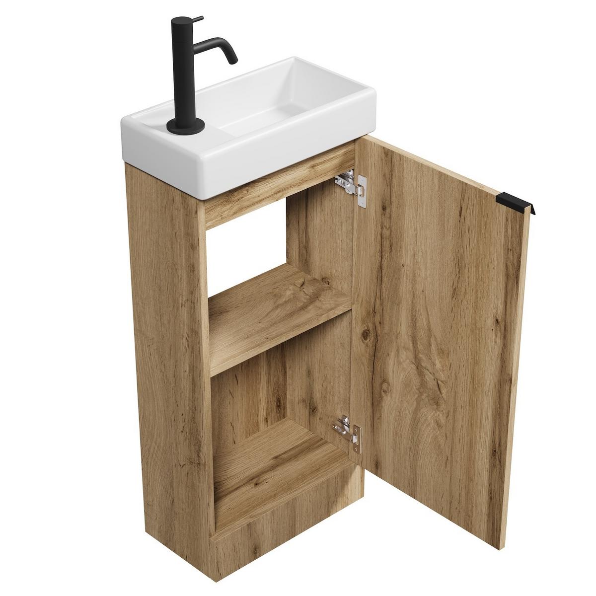 GÄSTE-WC-MÖBELSET Orion 2 Teile Eiche - 40 x 22 x 88 cm - Eichefarben, Holz (40/88/22cm) - Badplaats