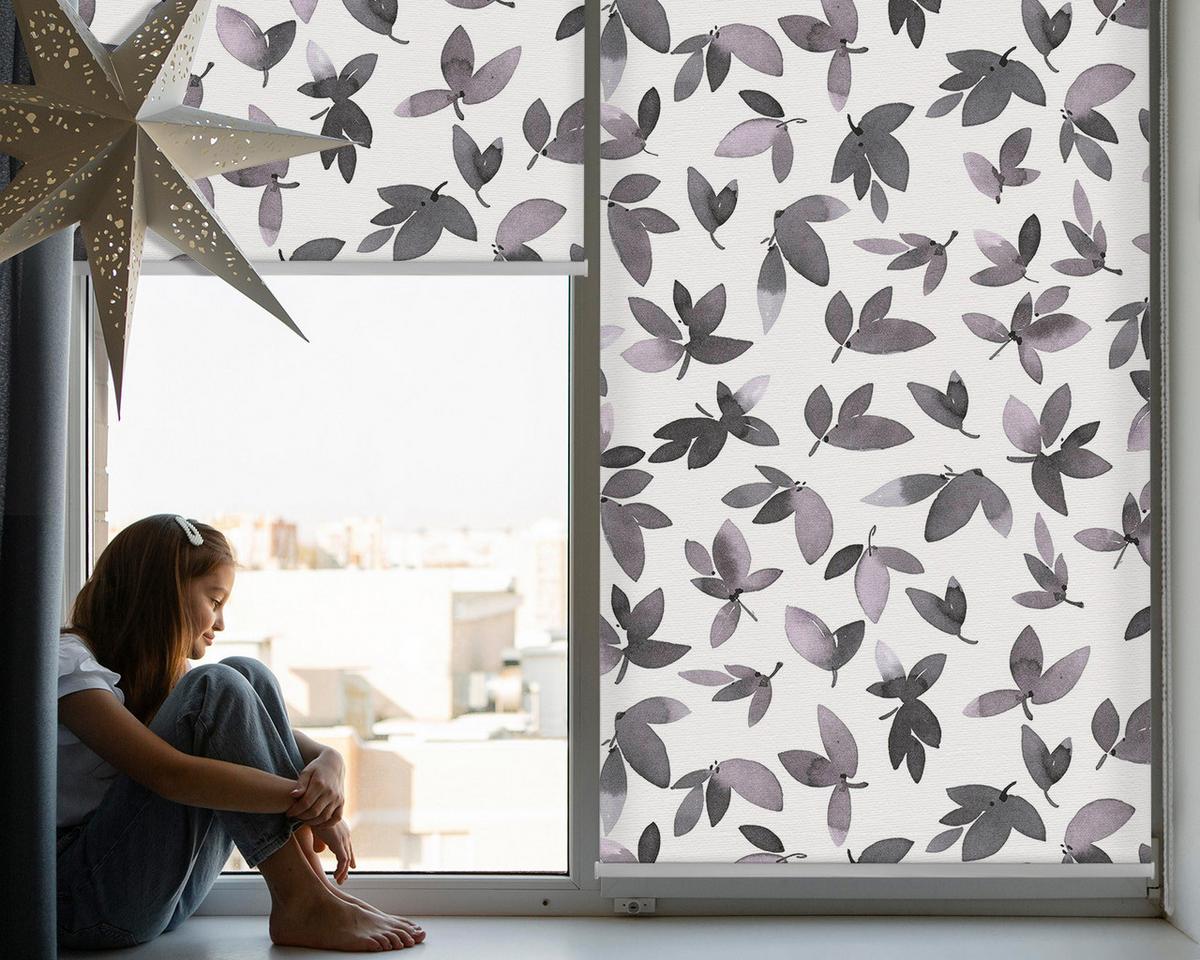 INNENROLLO - Fensterrollo - Rollo - 100x100 cm - Dunkelrosa Blätter - Violett, Kunststoff (100/100/0.5cm) - TULUP