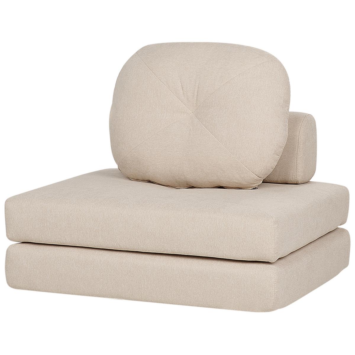 1-SITZER BODENSOFA Stoff hellbeige mit Schlaffunktion Olden - Beige, Textil (81/54/91cm) - Beliani