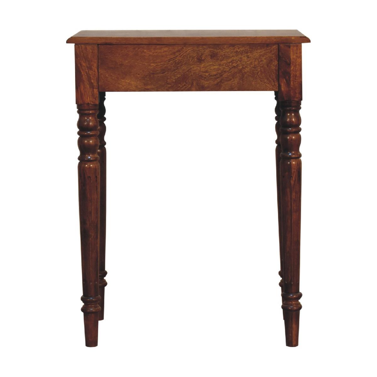 SCHREIBTISCH 1 Schublade, Gedrechselte Beine, Braun - Kastanienfarben/Messingfarben, Holz/Metall (35/60/78cm) - Artisan Furniture