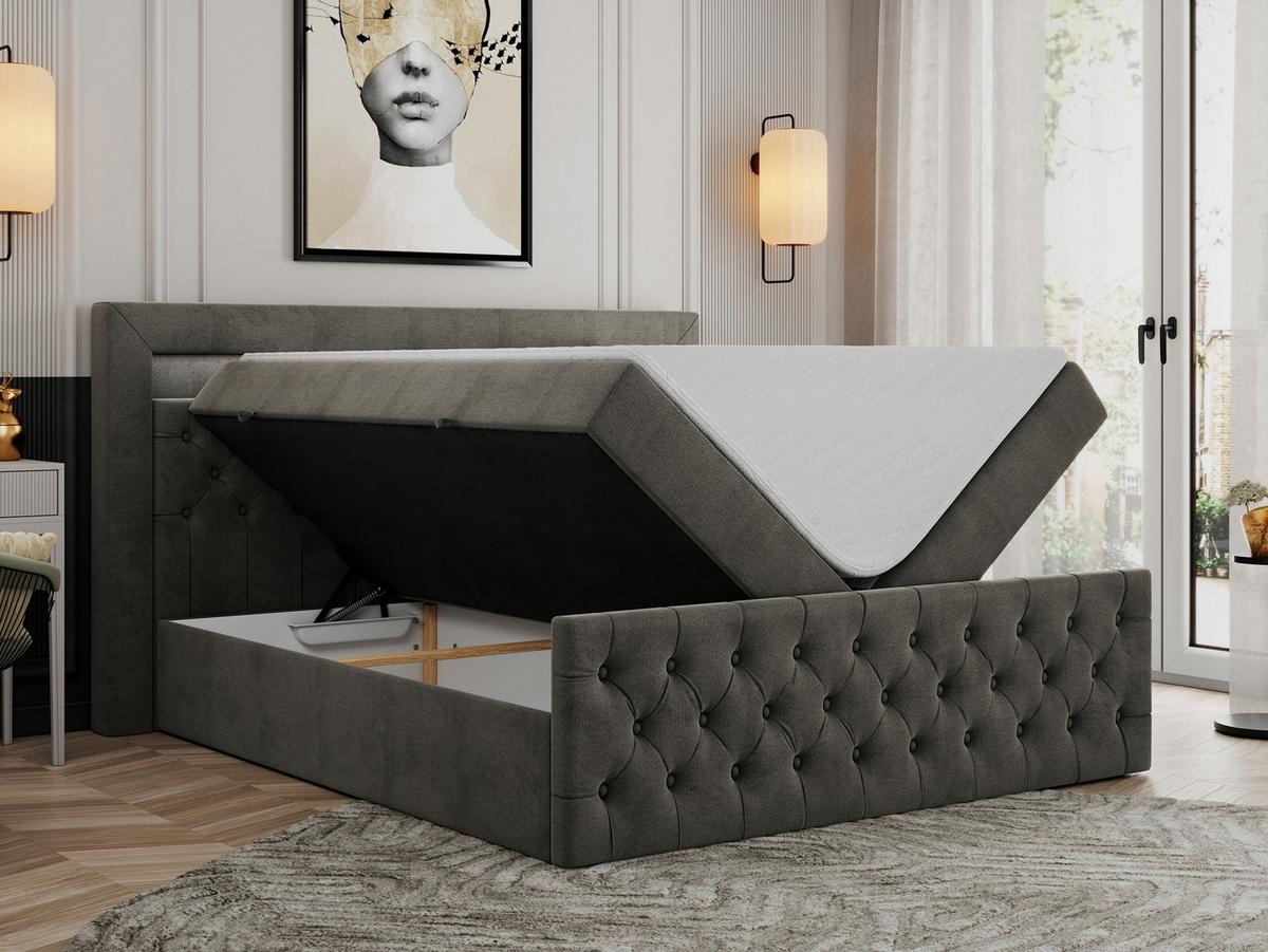 BOXBETT GOLD-9 LED 200/200 Dunkelgrau Velvet - H4 - Dunkelgrau, Holz/Textil (200/200cm) - MKS