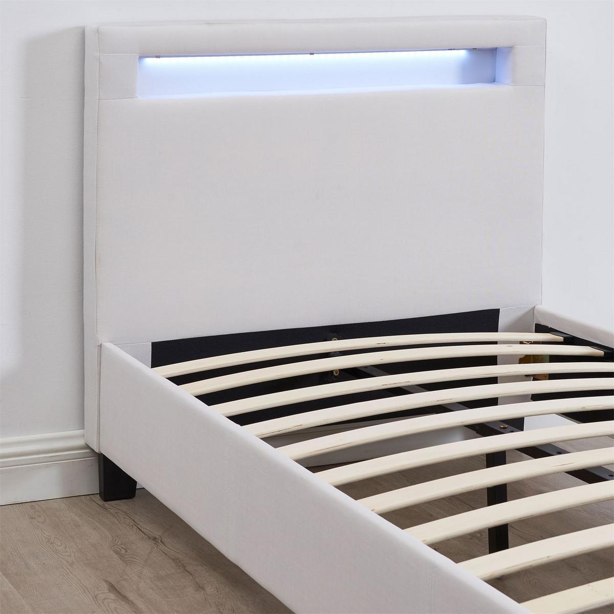 POLSTERBETT MIT LED HIMALAYA 90X200 CM - Weiß, Textil (90/200cm) - CARO-Möbel