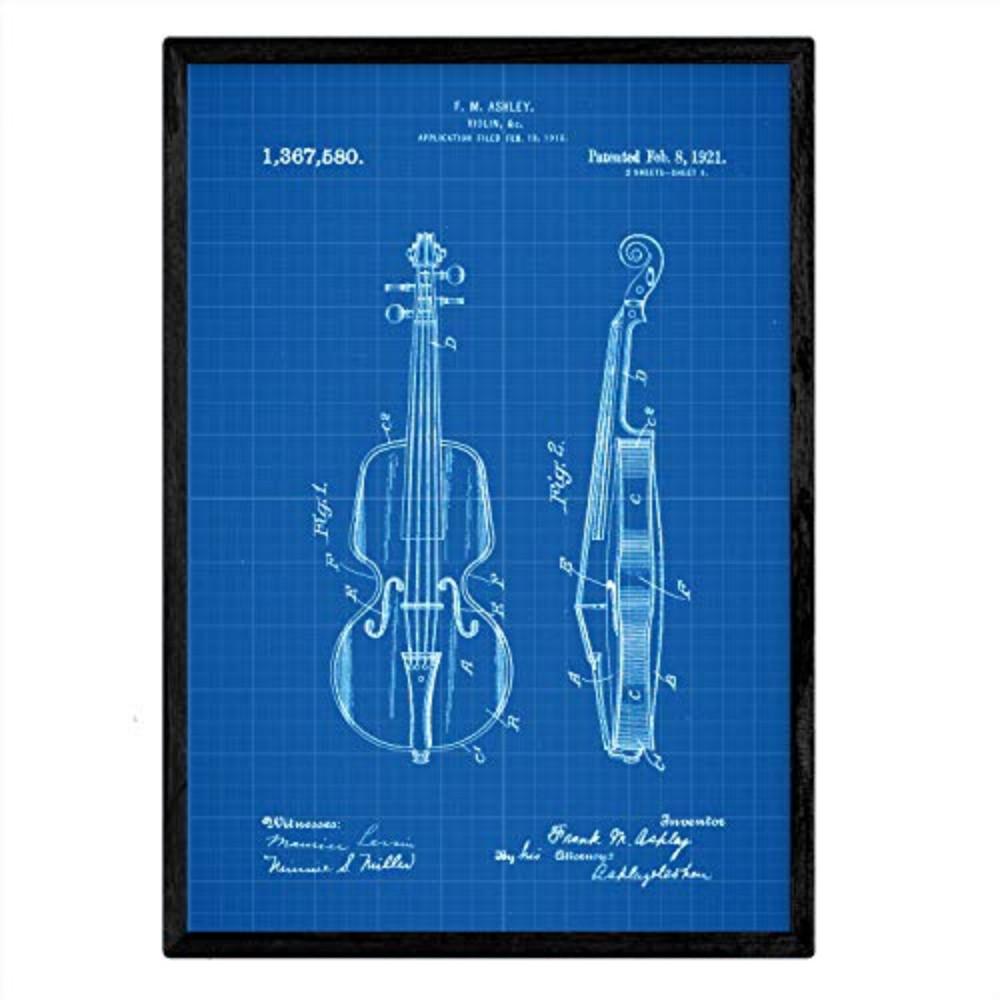 POSTER Violine Patent A3 Rahmenlos - Blau, Papier (29.7/5/42cm) - Nacnic