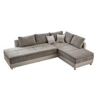 ECKSOFA-DAUERSCHLÄFER Doppelbett Boxspring Federkern Topper, Schwenkteil links B306/T223/H95 cm, Kunstleder Beige+Mikrofaser Graubraun / 15101 - Chromfarben/Graubraun, Kunststoff/Textil (306/223cm) - luma-home