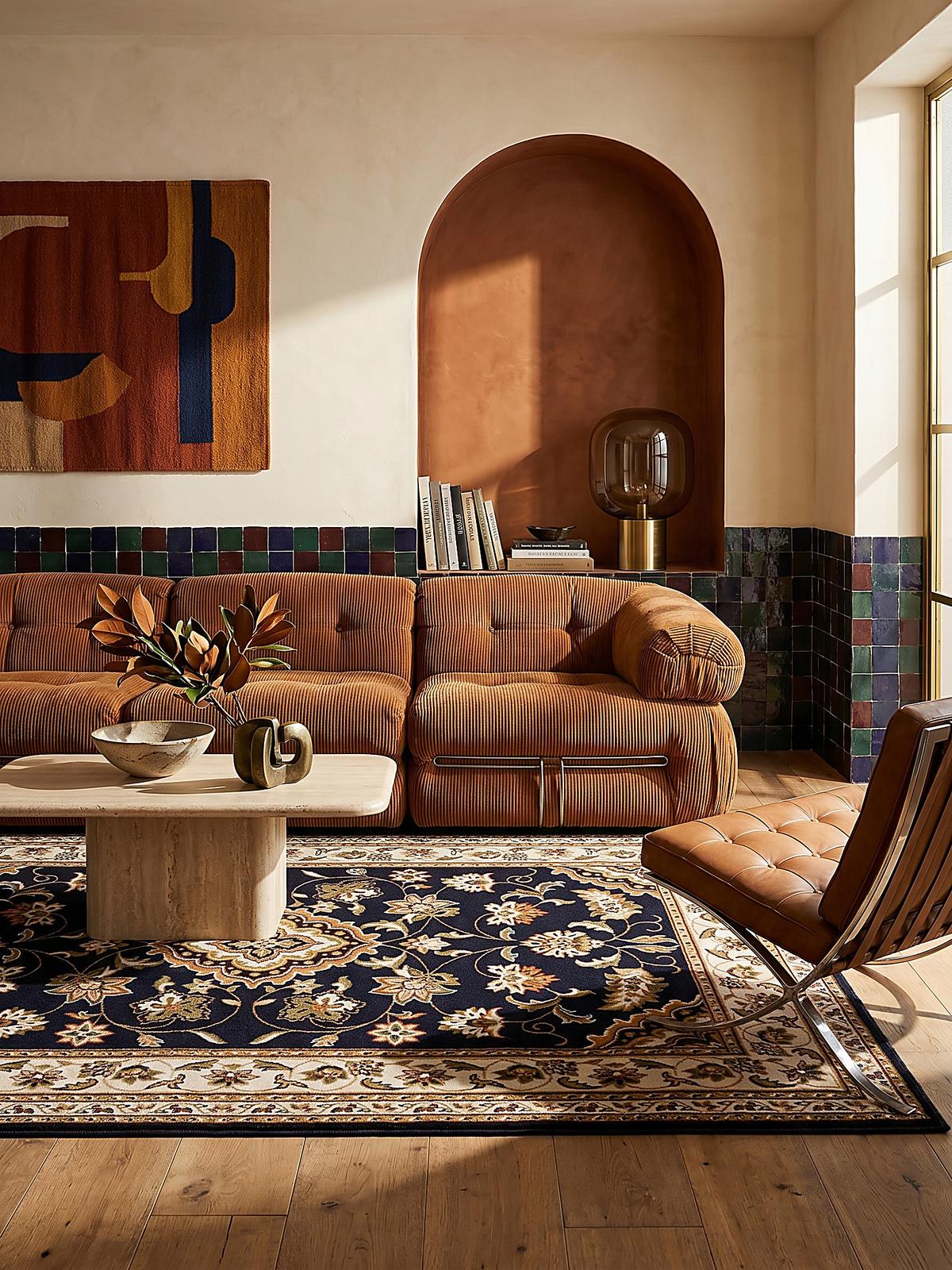 TEPPICH GLAZERT, klassisch-floral, Dunkelblau, 200 x 290 cm - Blau, Textil (290/200cm) - KADIMA DESIGN
