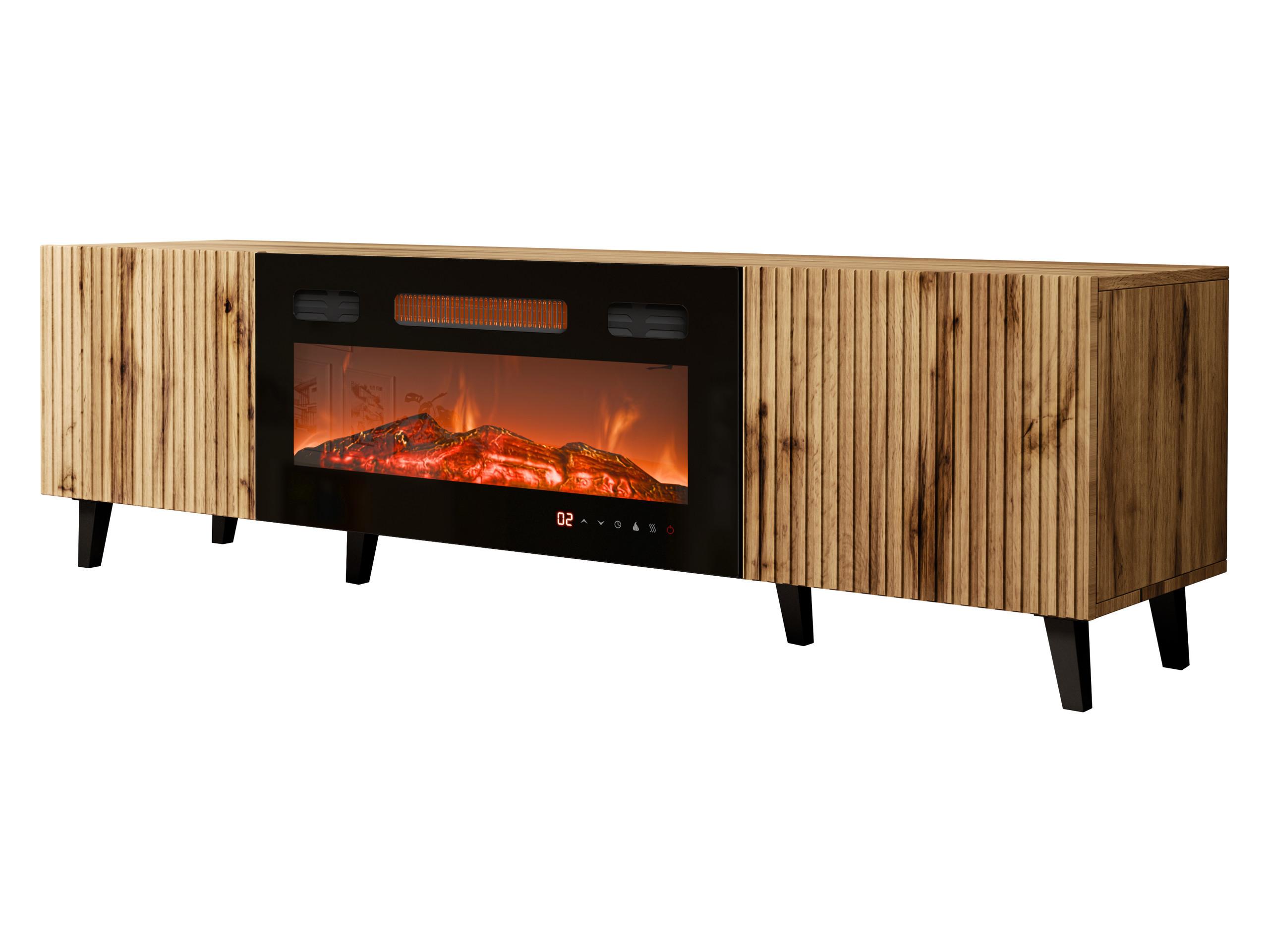 TV-ELEMENT Vamos 180 mit Kamin - Schwarz/Braun, Holzwerkstoff/Kunststoff (181/50/42cm) - MIRJAN24