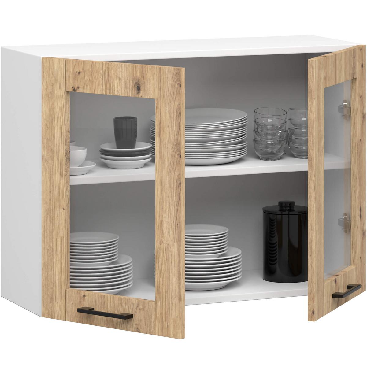 HÄNGESCHRANK Weiß, Eiche Artisan 58/80/30,5 - Weiß/Eiche Artisan, Holzwerkstoff (80/58/30cm) - RAUMHIRSCH FURNITURE