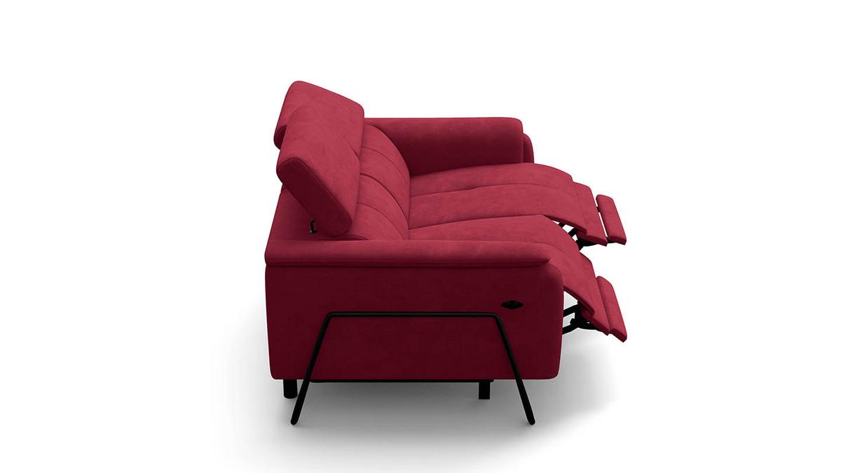 RELAXSOFA RODEN 2-Sitzer mit 2 Relax, rostrot, Veloursstoff - Rot, Holz/Textil (148/82/103cm) - Wozimo