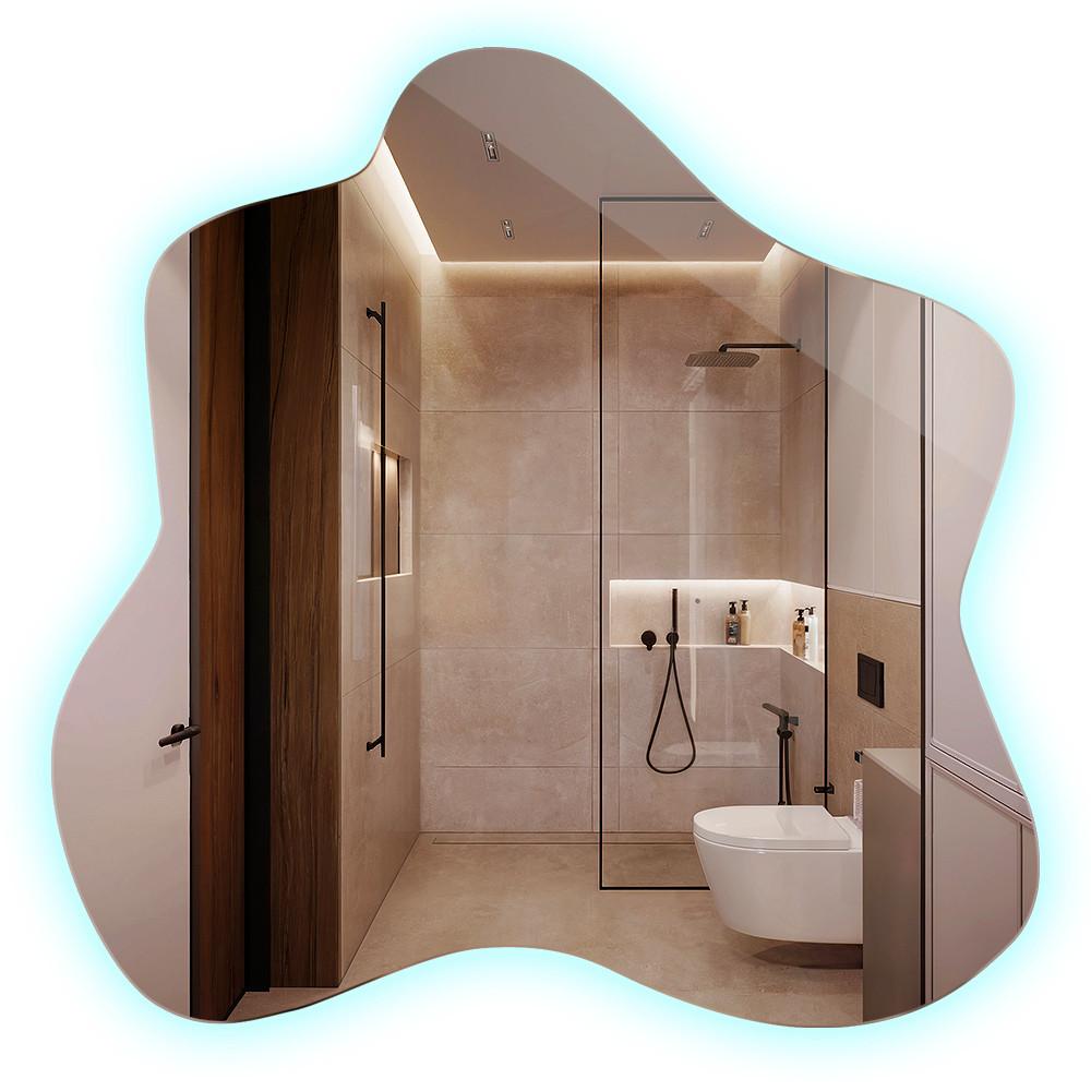 LED SPIEGEL 77,3 x 76,6 cm Unregelmäßige Form Kaltweiß 6500K - Transparent, Glas (77.3/77.3/0.4cm) - TULUP