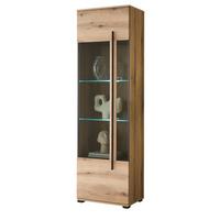 VITRINE Eiche Evoke, Vitrinenschrank 60 x 200 cm, Glas grau - Eichefarben/Schwarz, Glas/Holzwerkstoff (60/200/37cm) - Furn.Design
