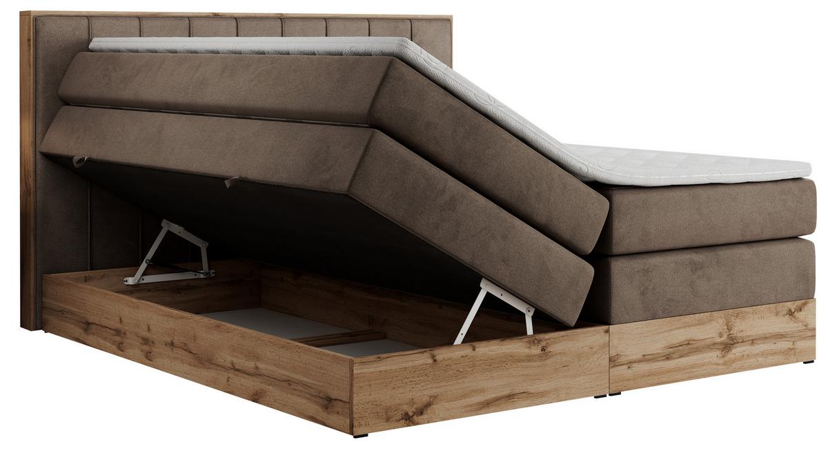 BOXSPRINGBETT BELLISSIMO KING 160/200 Braun Velvet - H4 - Braun, Holz/Textil (160/200cm) - MKS