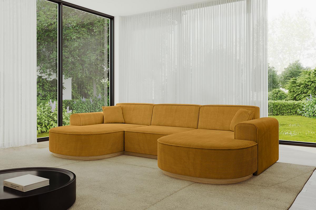 WOHNLANDSCHAFT MARI-U1-v2 - 303x171x83 cm Senfgelb Cord - Gelb, Holzwerkstoff/Textil (303/83/171cm) - ALTDECOR
