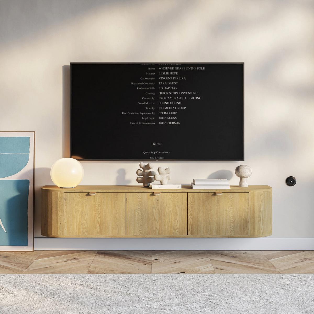 TV-HÄNGEBOARD Coru 3-türig, 175 cm - Eichefarben/Goldfarben, Holzwerkstoff/Metall (175.4/35/39.1cm) - Selsey