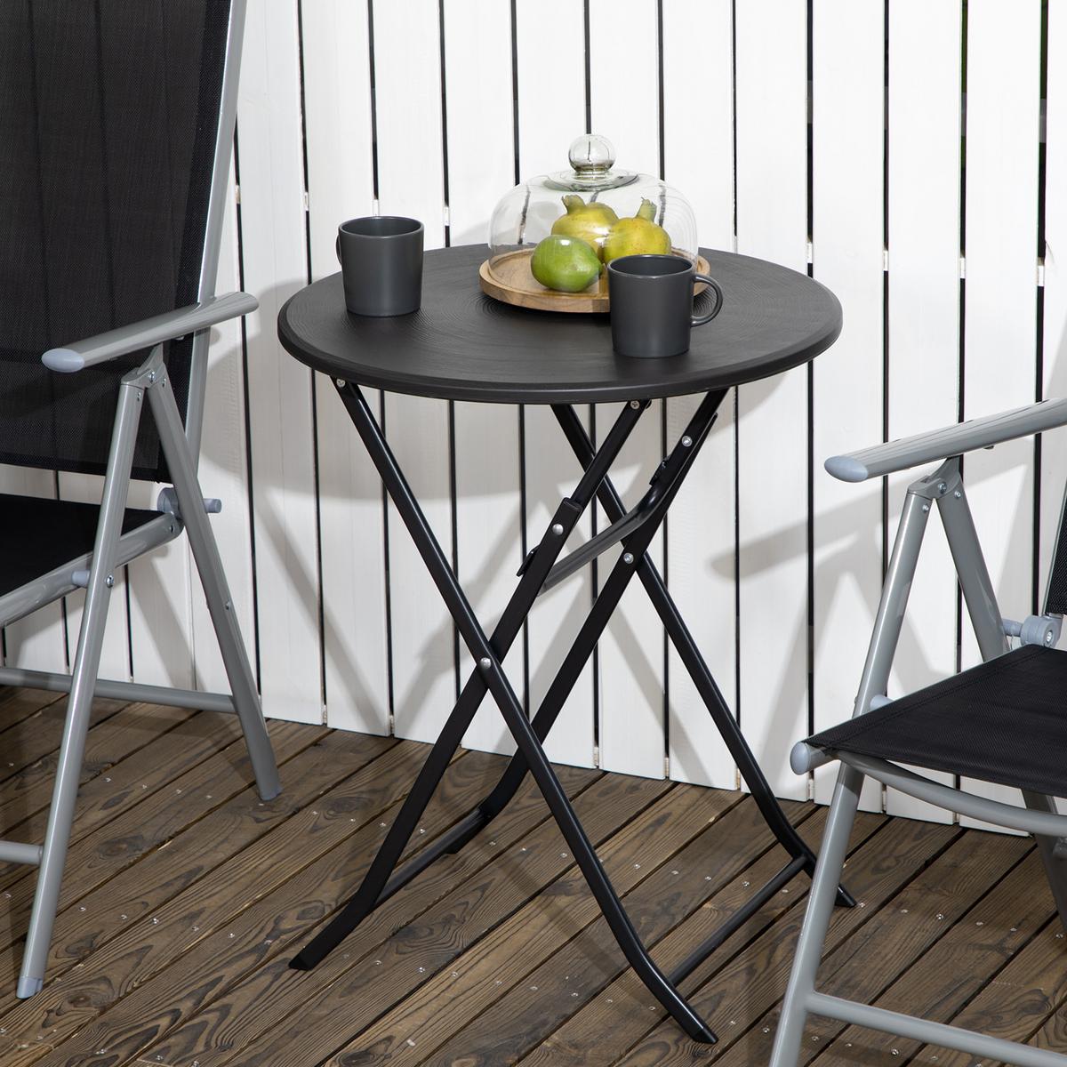 GARTENTISCH, Dunkelgrau, Stahl, HDPE - Dunkelgrau, Metall (60/60/73cm) - Outsunny