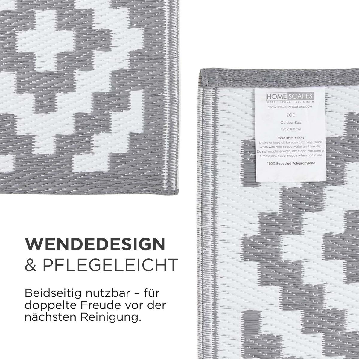 OUTDOORTEPPICH Zoe, geometrisch gemustert 240/300 cm - Hellgrau, Kunststoff (240/300cm) - Homescapes