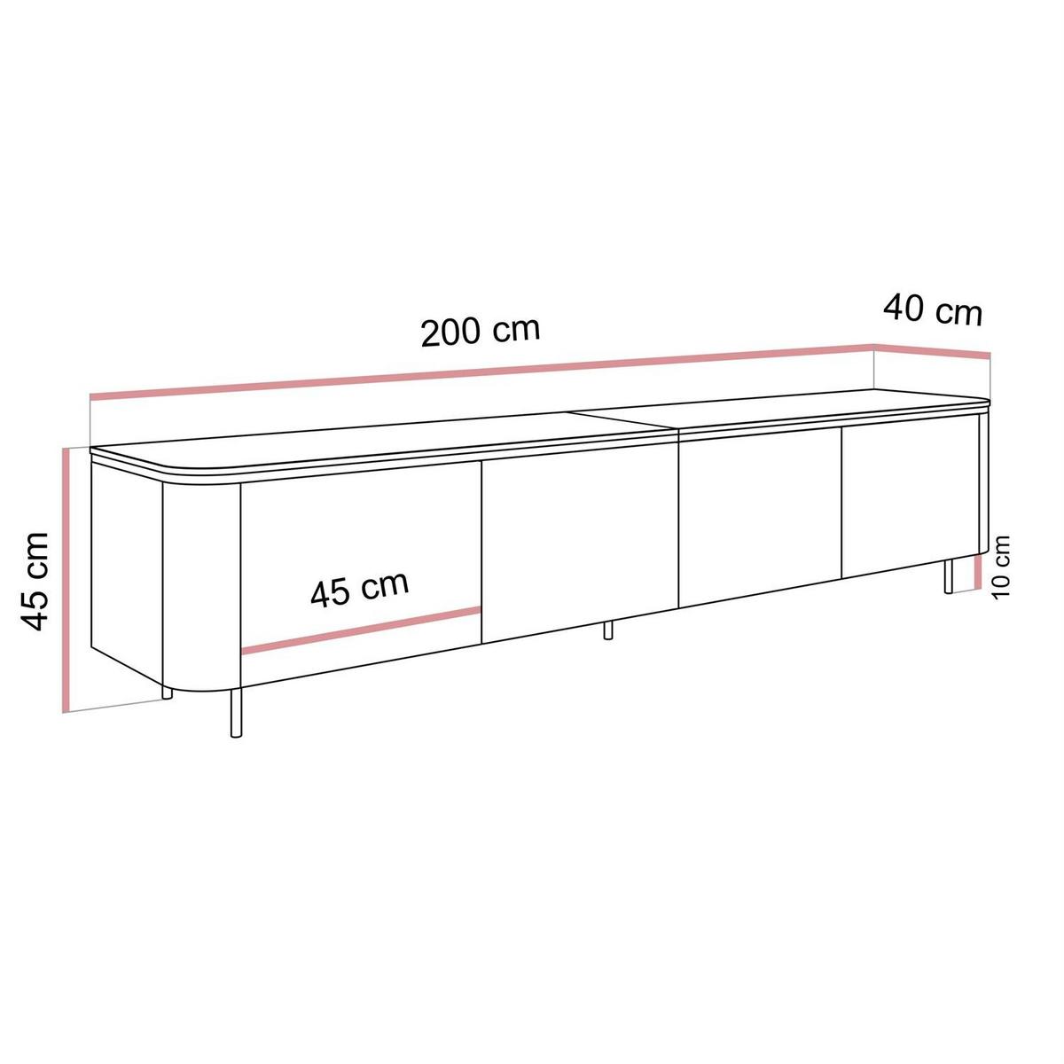 TV-UNIT AVELINE 200 cm mit LED-Beleuchtung - Kaschmir, Holzwerkstoff (200/48/40cm) - Lookway