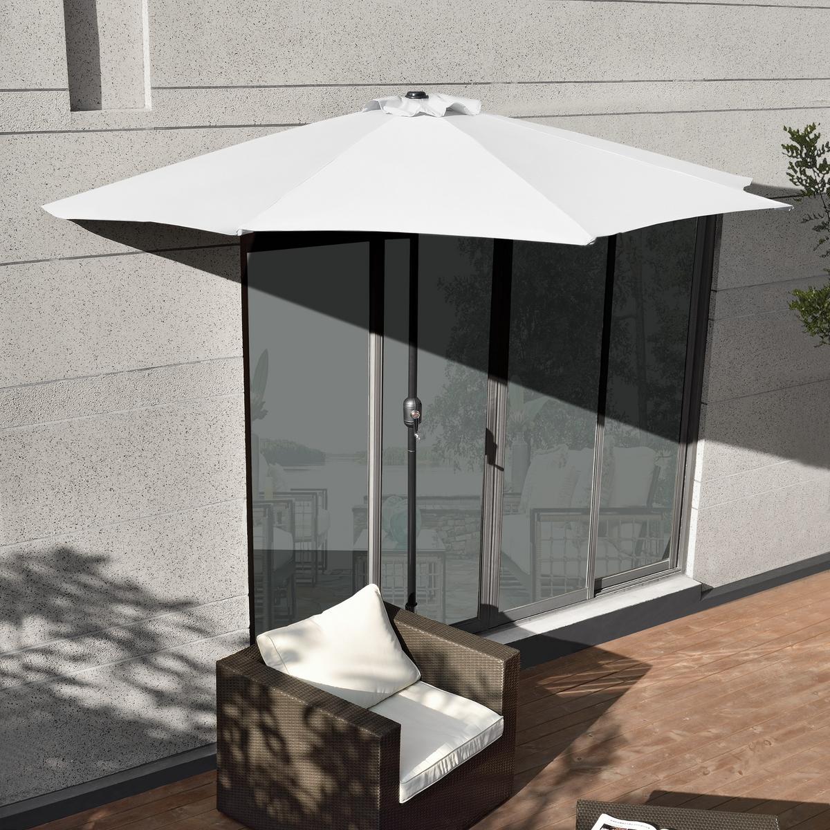 HALB-SONNENSCHIRM Eger - Weiß, Textil/Metall (300/150cm) - casa.pro
