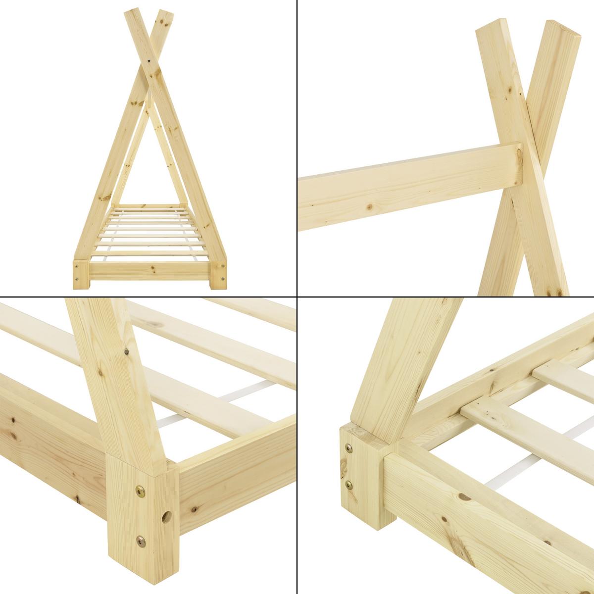 KINDERBETT Onejda - Naturfarben, Holz (70/140cm) - [en.casa]