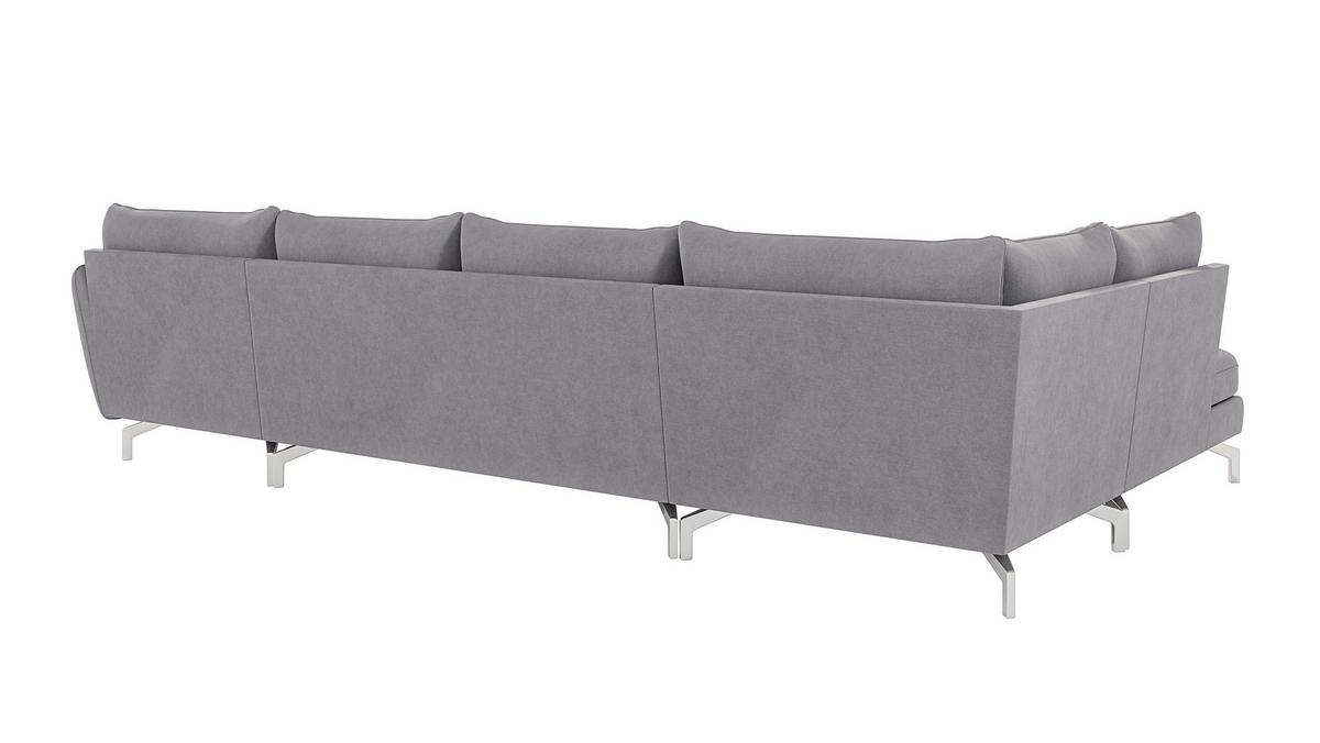 WOHNLANDSCHAFT Elou Grau Luxusmicrofaser - Chromfarben/Grau, Textil/Metall (336/87/200cm) - S-Style Möbel