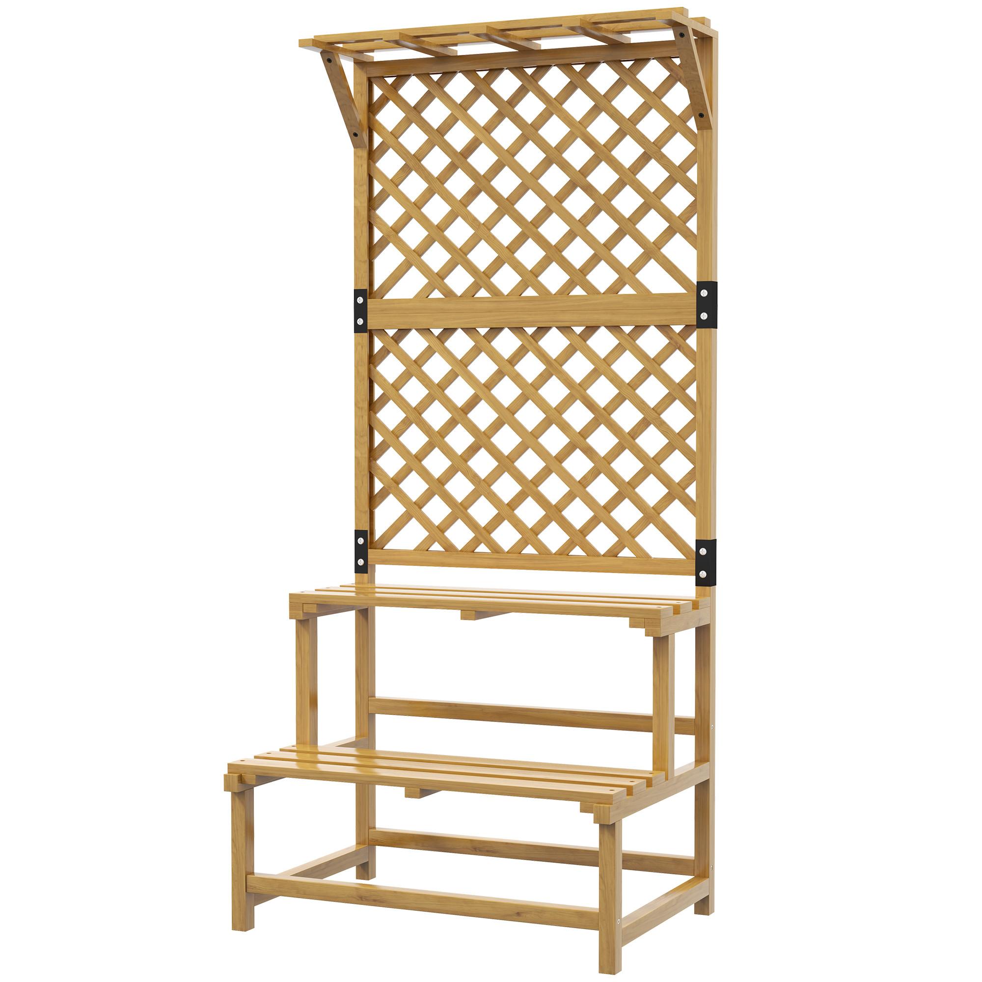 PFLANZENTREPPE Tannenholz Gelb - Gelb, Holz (50/166/75cm) - Outsunny