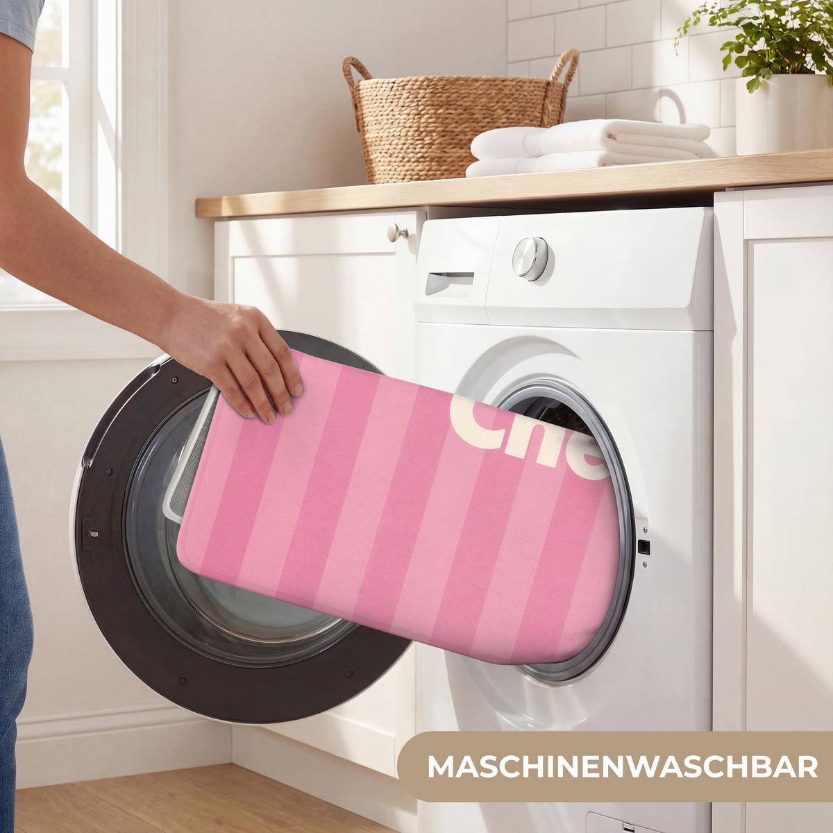 BADEMATTE Gestreift - Rosa - Chéri 90x60 cm - Pink, Textil (90/60cm) - OnlyWow