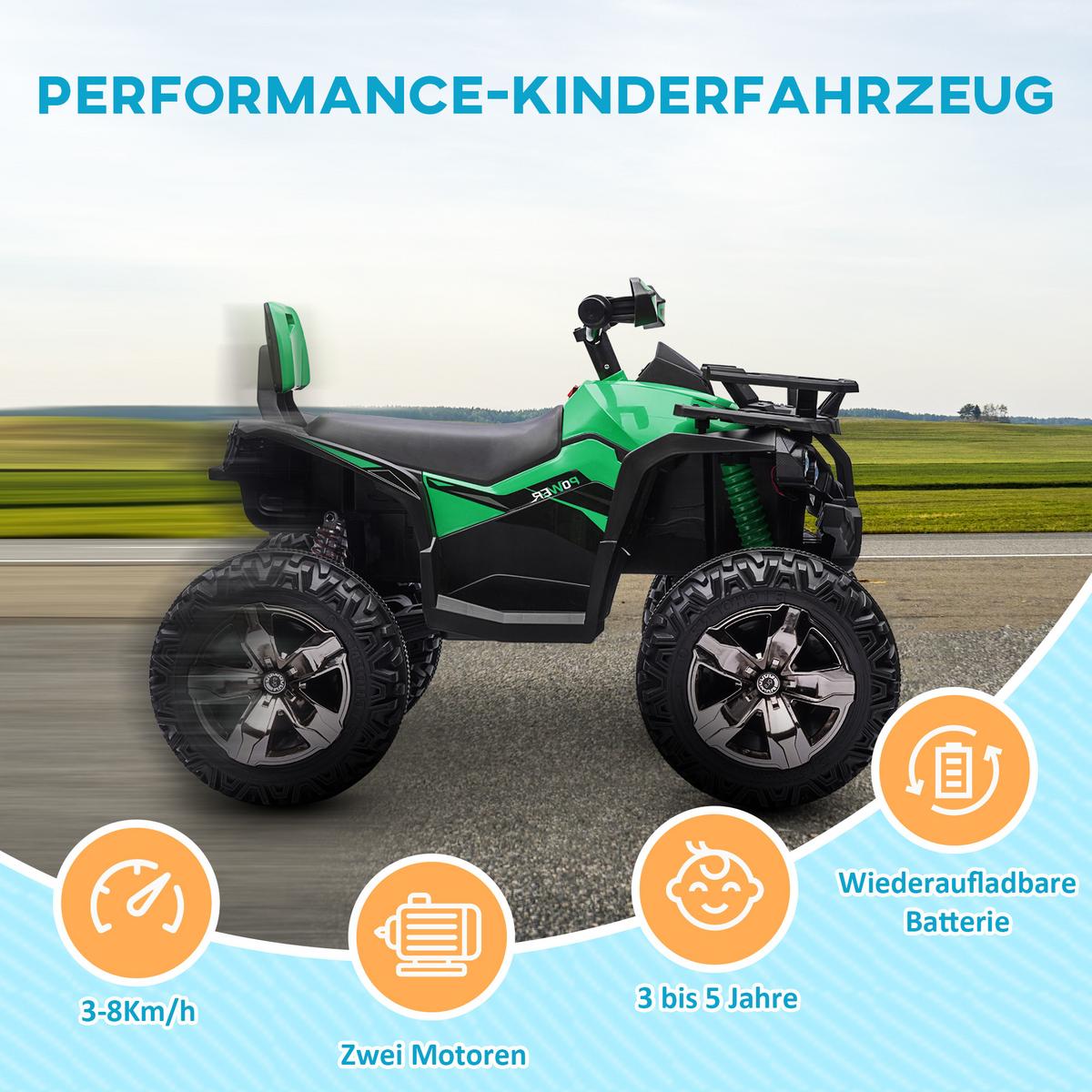 KINDER Elektrofahrzeug - Grün, Metall (100/65/73cm) - HOMCOM