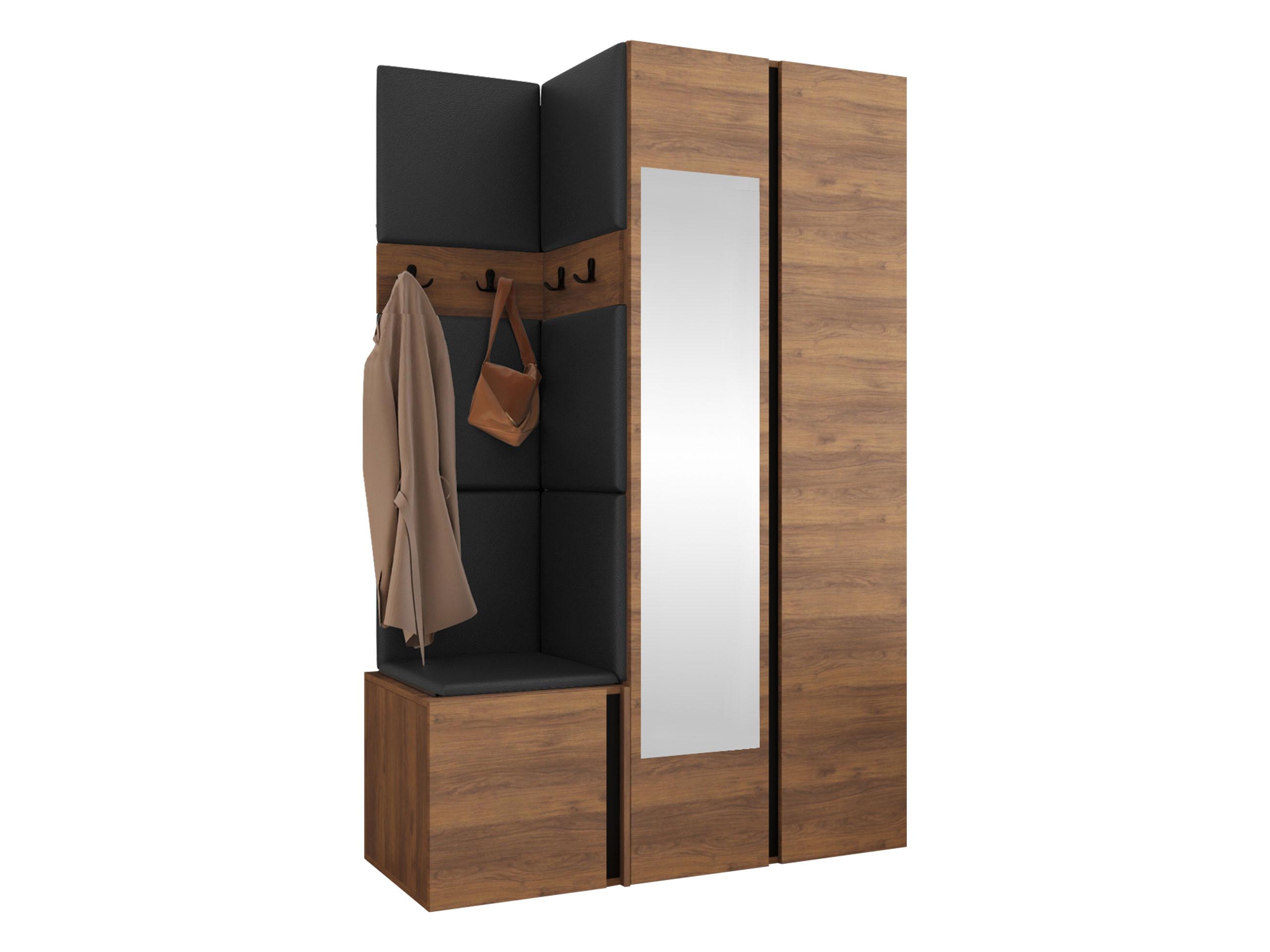 GARDEROBEN-SET Orion XXVI - Nussbaumfarben/Schwarz, Holzwerkstoff/Kunststoff (116/186/46cm) - MIRJAN24
