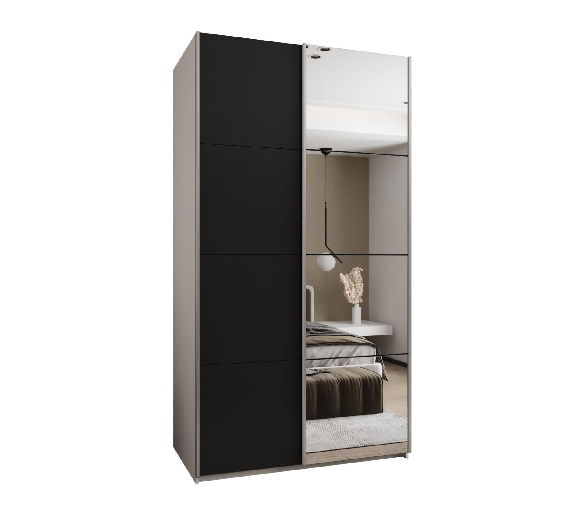 SCHWEBETÜRENSCHRANK 245,5/130/64 2-türig - Silberfarben/Schwarz, Holz/Metall (130/245/64cm) - Abiks Möbel