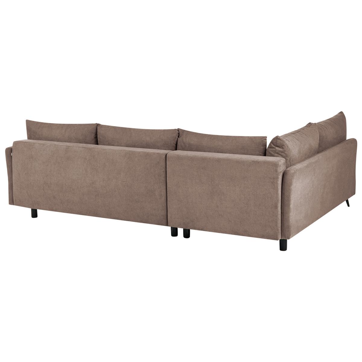 ECKSCHLAFSOFA 3-Sitzer Stoff Braun mit Stauraum rechtsseitig Koge - Braun, Textil (281/93cm) - Beliani
