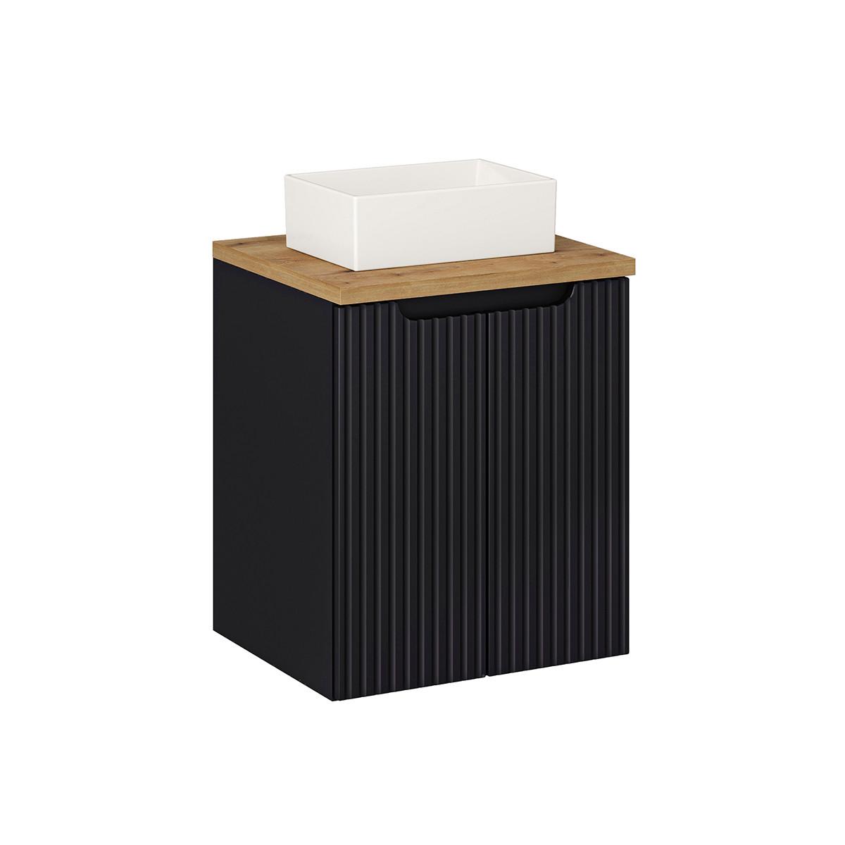 WASCHTISCH 50cm Riva Schwarz und Holz - Schwarz, Holzwerkstoff (50/57/40cm) - Petits-meubles
