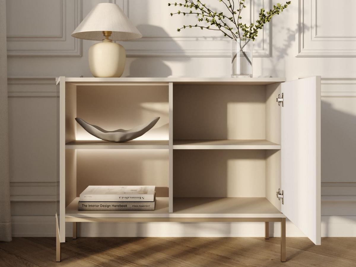 KOMMODE Kaschmir 104/83/39 cm Deo - Kaschmir/Champagner, Glas/Naturmaterialien (104/85/39cm) - Graingold