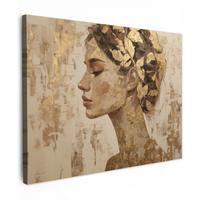 LEINWANDBILD Frau - Gold - Abstrakt - Textur Wandbilder 80x60 cm - Goldfarben, Textil (80/60cm) - MuchoWow